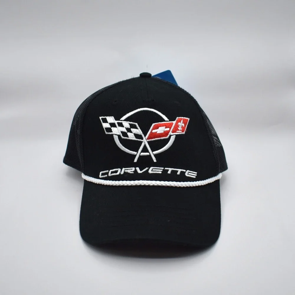 Chevrolet Corvette C5 Rope Snapback Trucker Hat Cap Black Racing GM Official NWT